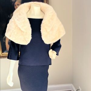 Elegant Cream Vintage MinkFur Shawl. Perfect for formal occasion.